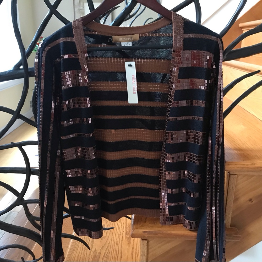 Elegant Black and Brown Striped Sweater